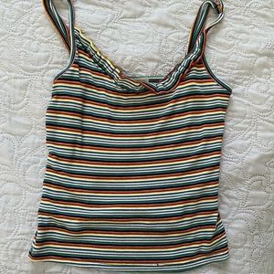 Colorful spaghetti strap stripped tank top